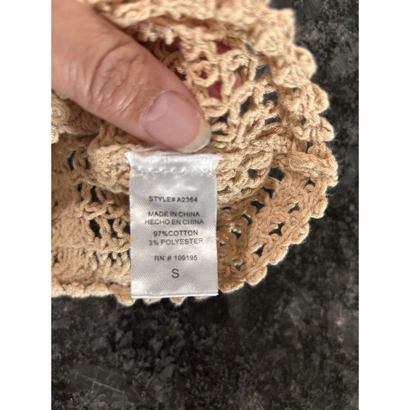 Julia By Love Beige Crochet Cropped Vest Shirt Tank Size Small Fairy Cottage - Picture 5 of 6
